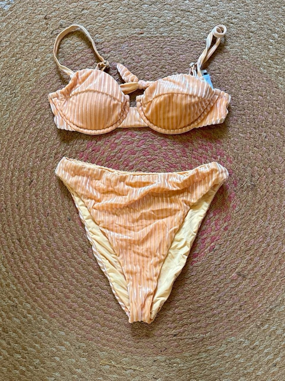 Dippin’ Daisy’s Ribbed Gold/Peach Two-Piece Bikini Set